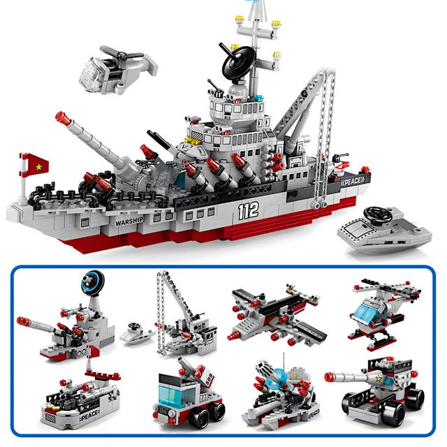Військовий конструктор корабель 561 деталей 8 в 1 Lele Brother