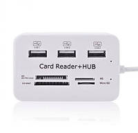 Устройство чтения карт памяти картридер на 3 порта 2.0 HUB 4 Slot card