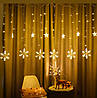 Гірлянда-штора "Сніжинки + зірочки" теплий-білий, фото 3