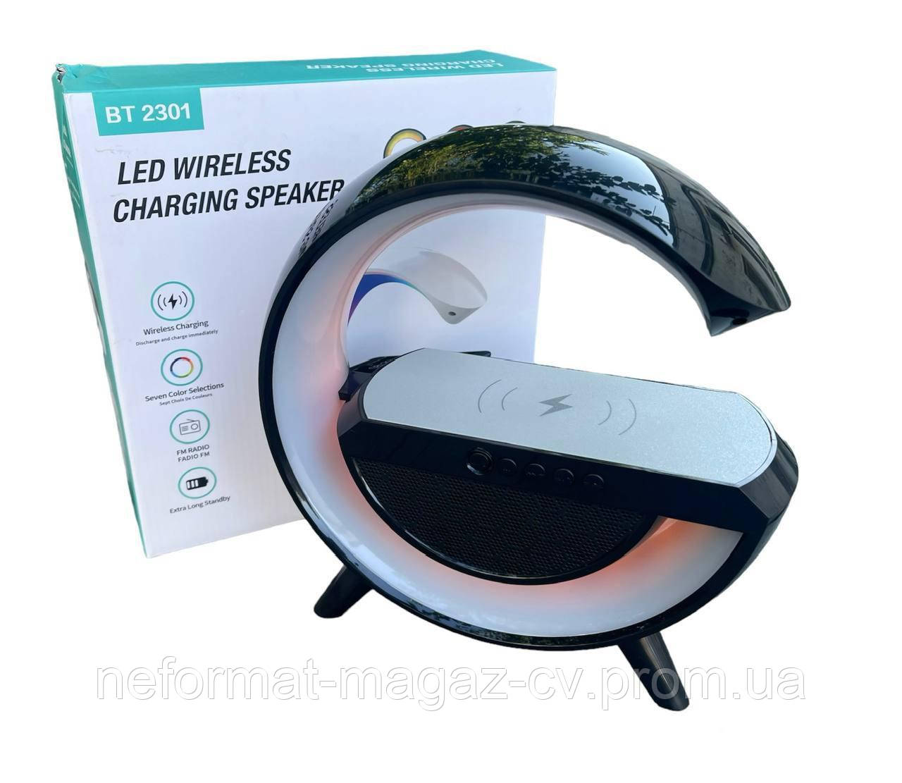 RGB Светильник, с беспроводной зарядкой и Bluetooth колонкой LED WIRELESS CHARGING SPEAKER Черный - фото 5 - id-p1982475013