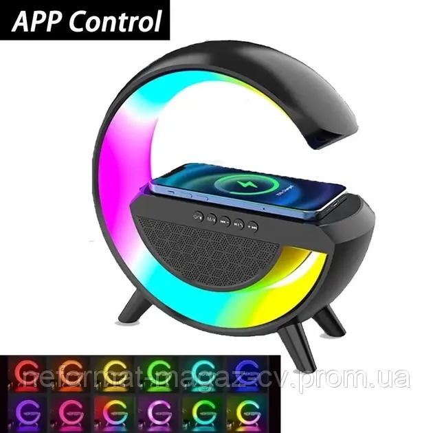 RGB Светильник, с беспроводной зарядкой и Bluetooth колонкой LED WIRELESS CHARGING SPEAKER Черный - фото 3 - id-p1982475013