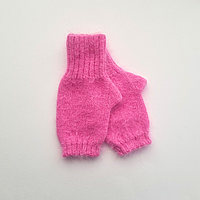 Темно розовые Женские Митенки вязаные теплые, Шерстяные перчатки без пальцев, Короткие женские митенки