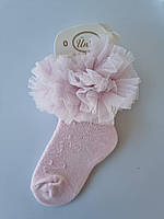 Носки с кружевами для девочек 0-6 месяцев Розовые нарядные носки с кружевами для девочек