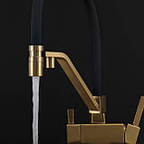 Змішувач для кухні під осмос GAPPO G4395-63 з гнучким виливом, золото, фото 3