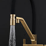 Змішувач для кухні під осмос GAPPO G4395-63 з гнучким виливом, золото, фото 4