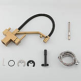 Змішувач для кухні під осмос GAPPO G4395-63 з гнучким виливом, золото, фото 6