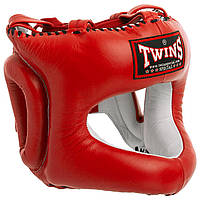 Боксерский шлем с бампером кожаный красный TWINS HGL-9: Gsport XL