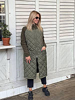 Женская Куртка-пальто с вязанными рукавами стеганная Размер 42-46 ,48-52