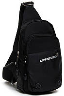 Мужская сумка-слинг Lanpad черная сумочка для мужчины через плечо Denwer P Чоловіча сумка-слінг Lanpad чорниа