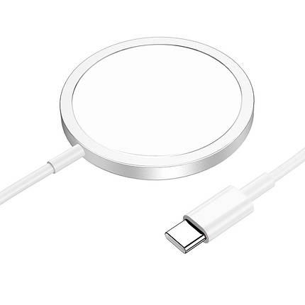 Бездротовий зарядний пристрій Hoco для CW47 Original series 15 W magnetic wireless fast charger Silver, фото 1