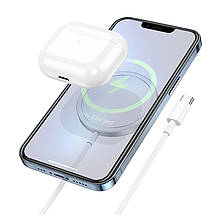 Бездротовий зарядний пристрій Hoco для CW47 Original series 15 W magnetic wireless fast charger Silver, фото 3