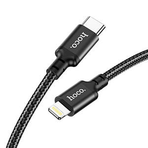 Кабель Hoco X14 Double speed PD charging data cable for iP(L=1M),  Black