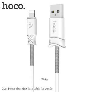 Кабель Hoco X24 Pisces charging data cable for iP (L=1M),  White