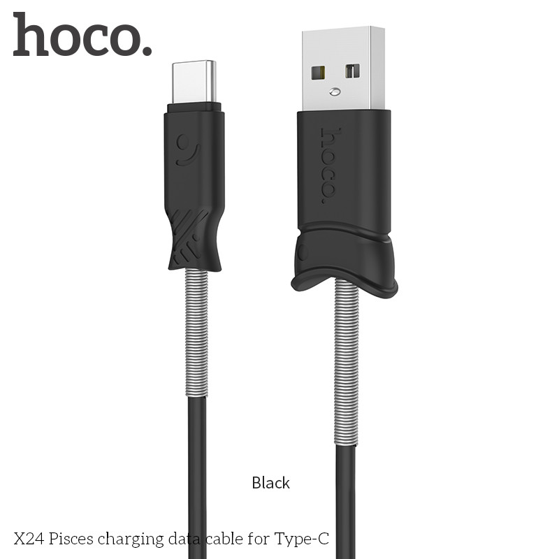 Кабель Hoco X24 Pisces charging data cable for Type-C (L=1M),  Black