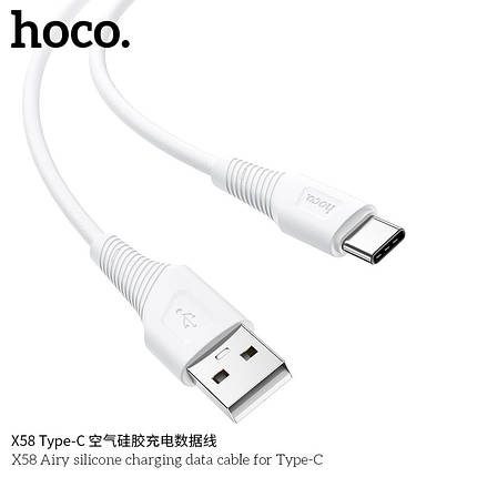 Кабель Hoco X58 Airy silicone charging data cable for Type-C (L=1M),  White, фото 2