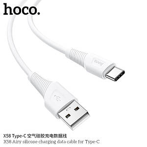 Кабель Hoco X58 Airy silicone charging data cable for Type-C (L=1M),  White