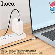 Кабель Hoco X82 Type-C to Type-C 60W silicone charging data cable (L=1M),  Black, фото 2