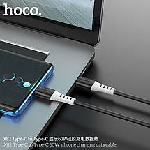 Кабель Hoco X82 Type-C to Type-C 60W silicone charging data cable (L=1M),  Black, фото 3