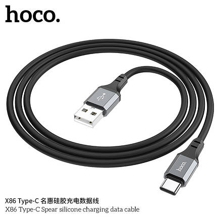 Кабель Hoco X86 Type-C Spear silicone charging data cable (L=1M),  Black, фото 2