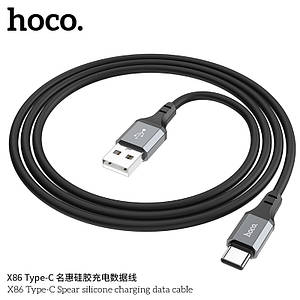 Кабель Hoco X86 Type-C Spear silicone charging data cable (L=1M),  Black