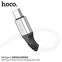 Кабель Hoco X86 Type-C Spear silicone charging data cable (L=1M),  White, фото 2