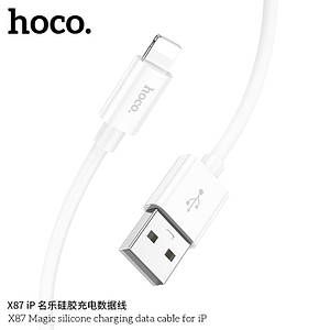 Кабель Hoco X87 Magic silicone charging data cable for iP (L=1M),  White