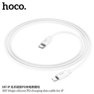 Кабель Hoco X87 Magic silicone PD charging data cable for iP (L=1M),  White