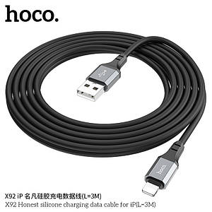 Кабель Hoco X92 Honest silicone charging data cable for iP(L=3M),  Black