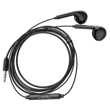 Навушники (дротові) Hoco для M101 Crystal joy wire-controlled earphones with microphone 3.5 mm Black, фото 4
