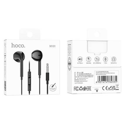 Навушники (дротові) Hoco для M101 Crystal joy wire-controlled earphones with microphone 3.5 mm Black, фото 3