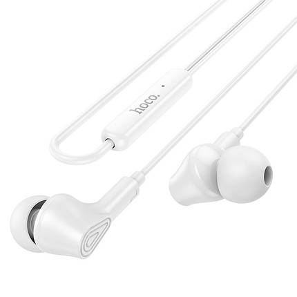 Навушники (дротові) Hoco для M102 Ingenious universal earphones with microphone 3.5mm White, фото 3