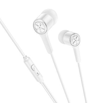 Навушники (дротові) Hoco для M104 Gamble universal earphones with mic 3.5 mm White, фото 1