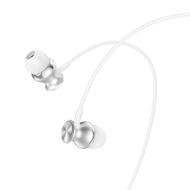Навушники (дротові) Hoco для M106 Fountain metal universal earphones with microphone 3.5mm Silver