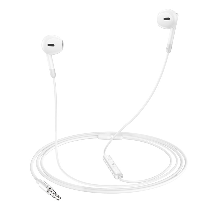 Навушники (дротові) Hoco для M109 Pure joy wire control earphones with microphone 3.5 mm White