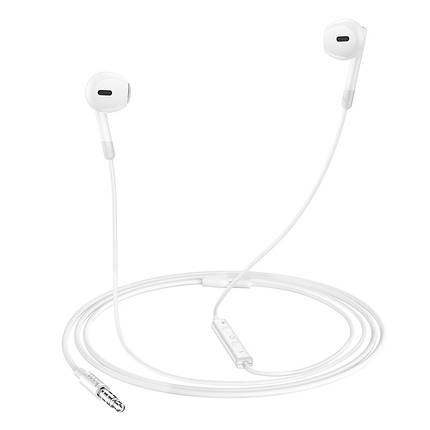 Навушники (дротові) Hoco для M109 Pure joy wire control earphones with microphone 3.5 mm White, фото 1