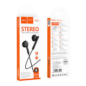 Навушники (дротові) M93 wire control earphones with microphone 3.5 mm, Black