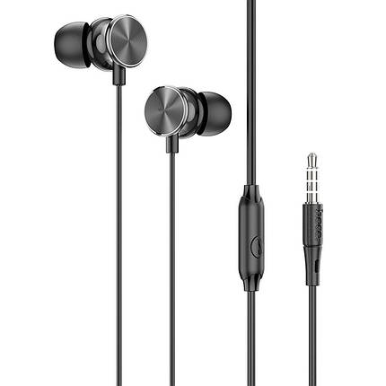 Навушники (дротові) Hoco для M96 Platinum universal headphones with microphone 3.5mm Deep black, фото 1