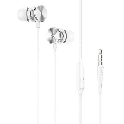 Навушники (дротові) Hoco для M96 Platinum universal headphones with microphone 3.5mm Elegant silver, фото 1