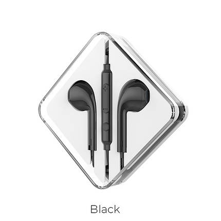 Навушники (дротові) Hoco для M55 Memory sound wire control earphones with mic 3.5 mm Black, фото 1