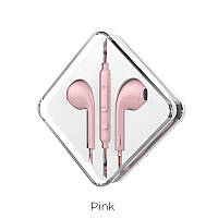 Наушники (проводные) M55 Memory sound wire control earphones with mic 3.5mm, Pink