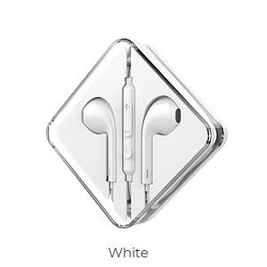 Навушники (дротові) M55 Memory sound wire control earphones with mic 3.5 mm, White