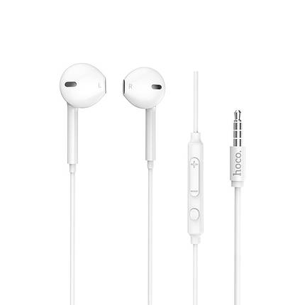 Навушники (дротові) Hoco для M55 Memory sound wire control earphones with mic 3.5 mm White, фото 3