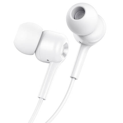 Навушники (дротові) Hoco для M82 La musique universal earphones with mic 3.5 mm White, фото 3