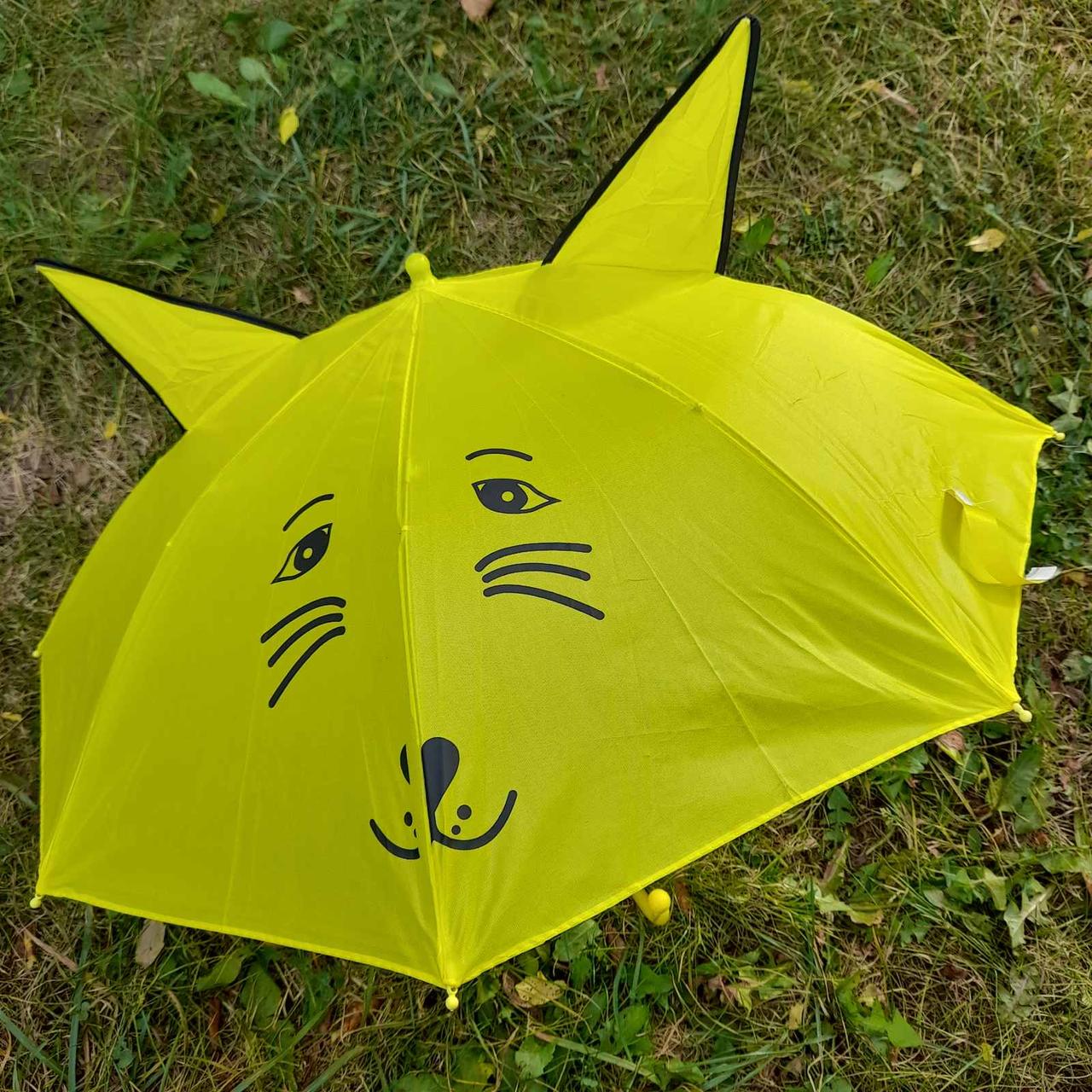 Зонт зонтик трость с 3D-ушками и мордочкой для детей диаметр купола-77см - фото 2 - id-p436707820