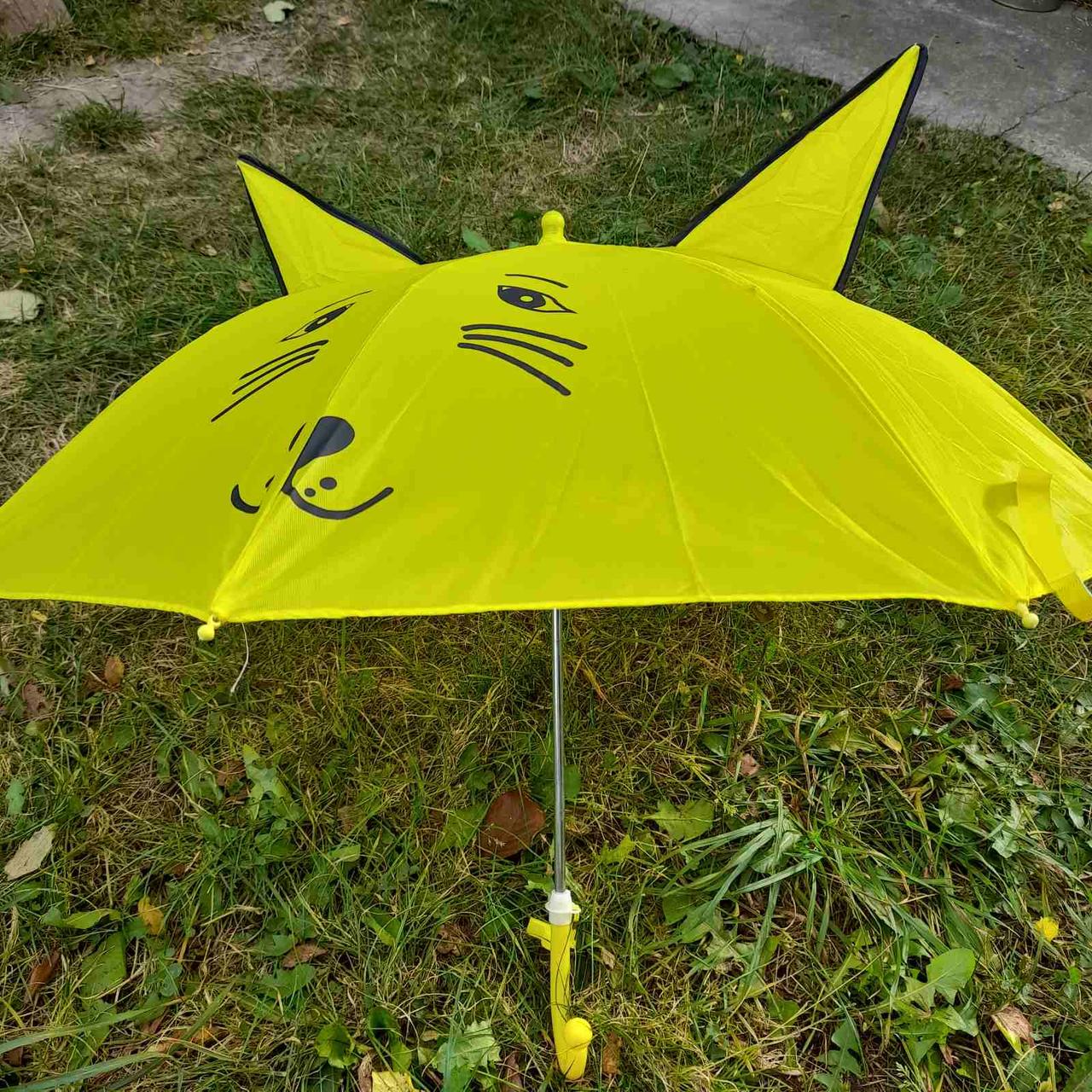 Зонт зонтик трость с 3D-ушками и мордочкой для детей диаметр купола-77см - фото 3 - id-p436707820