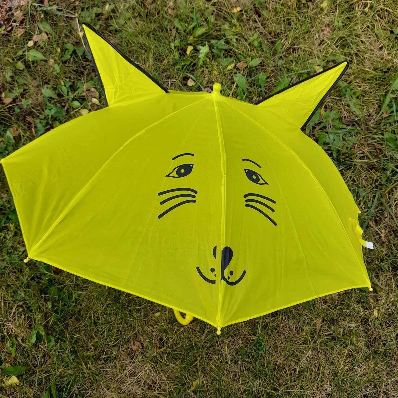Зонт зонтик трость с 3D-ушками и мордочкой для детей диаметр купола-77см - фото 1 - id-p436707820