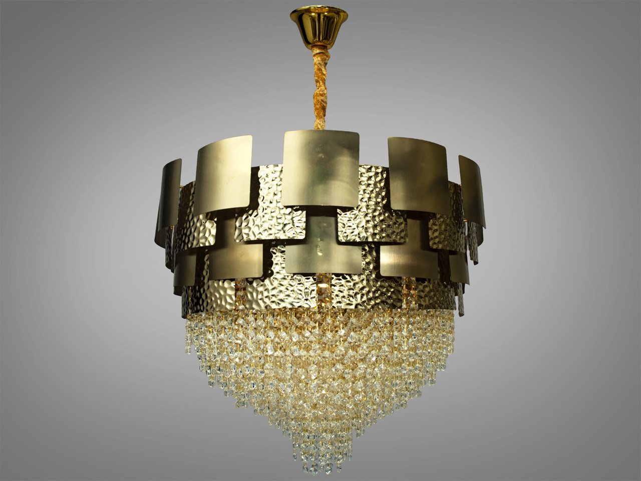 Сучасна кришталева люстра 9 ламп Е14 золото 60x87 см