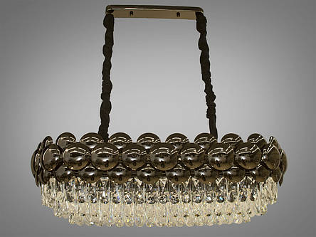 Кришталева люстра овальної форми для вітальні 10 ламп E14 хром 80x30х80 см, фото 1