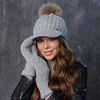 Жіноча тепла кепка шапка + рукавиці