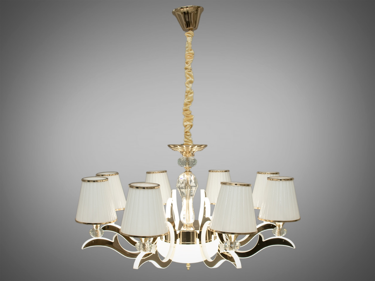Класична люстра з ріжками 8 плафонів Е14 золото 4100K нейтральний колір свічення 77x95 см